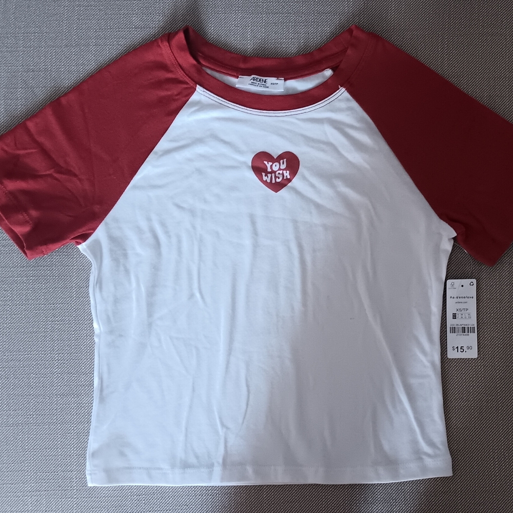 Ardene Red and White Raglan Tee